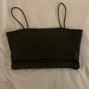 shein top, black spaghetti strap, cut out in the middle